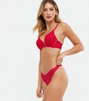 New Look Red Scallop Lace Thong